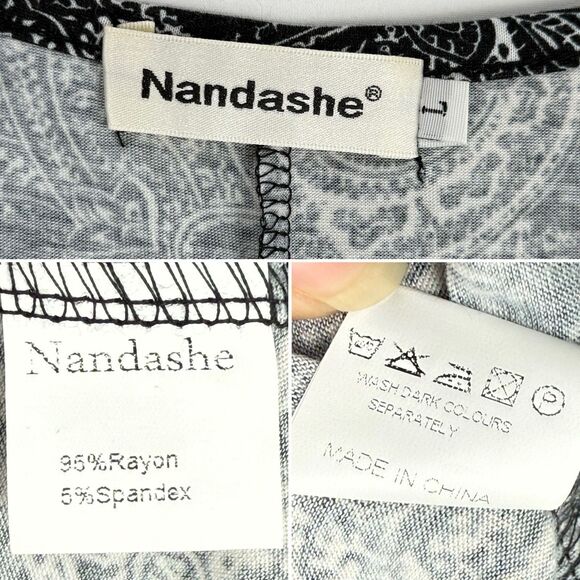 Nandashe Women 3/4 Sleeves Paisley Tunic Shirts Casual Dressy Blouse Tops Size L - Picture 7 of 16